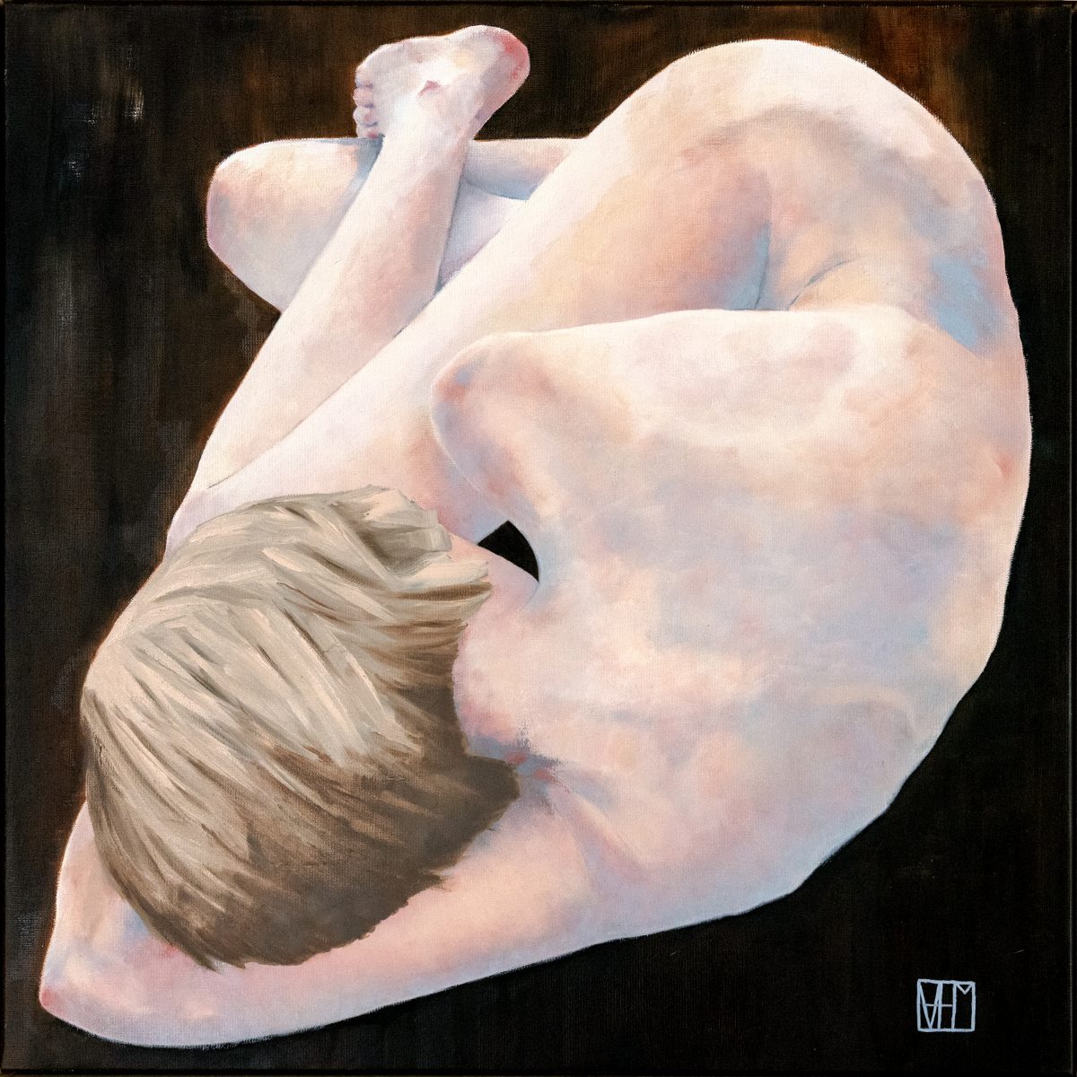 Curled (oil on canvas, 63 x63cms, framed)