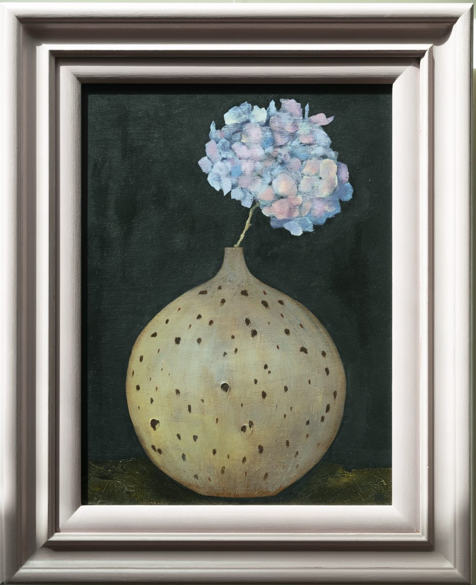 Hydrangea in an Aryballos Bowl (Acrylic on board, 44 x 55cms, framed)