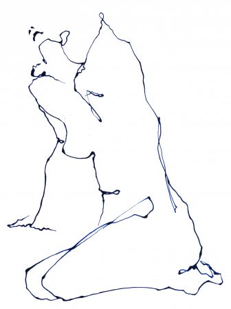 Life Drawing in Blue I (Liquid Acrylic on Bristol Paper, 53 x 64cms framed)