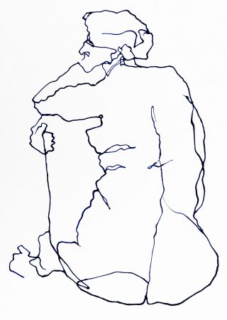 Life Drawing in Blue II (Liquid Acrylic on Bristol Paper, 66 x 52cms with mount)