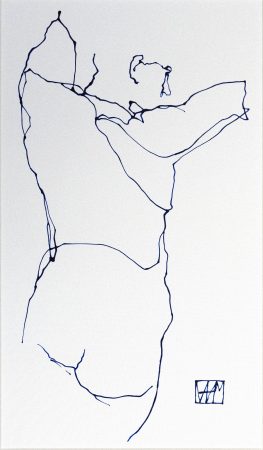 Life Drawing in Blue III (Liquid Acrylic on Bristol paper, 74 x 50cms with mount)