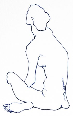 Life Drawing in Blue V (Liquid Acrylic on Bristol paper, 61 x 50cms)