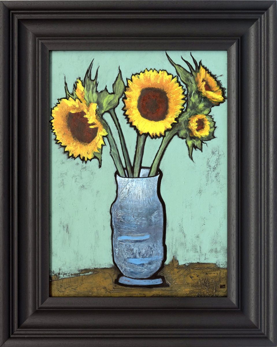 Sunflowers, Acrylic on Board, 39 x 49cms framed