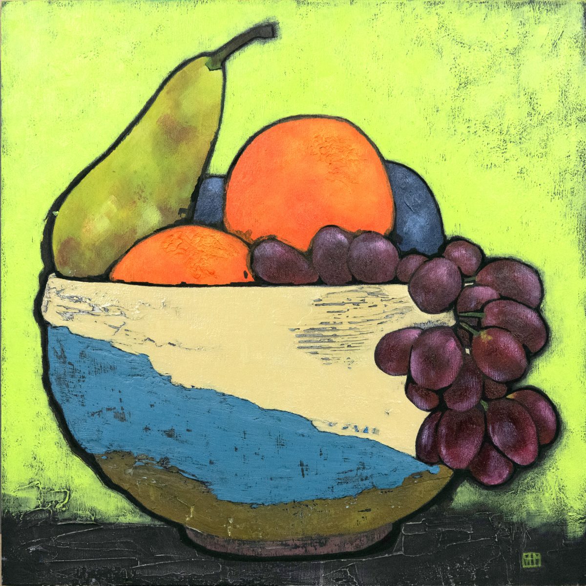 Fruit Bowl, Acrylic on Board, 43 x 43cms, framed
